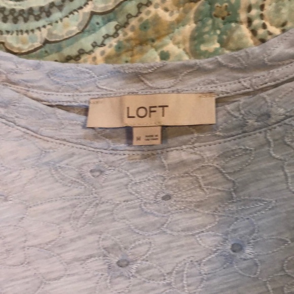 Ann Taylor Loft Light Blue Embroidered Top - Picture 2 of 3